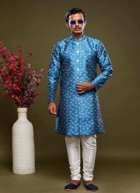 Blue Colour Partywear Mens Wholsale Indo Western Catalog 2432