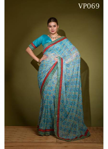 Blue Colour Patola Velley By Fashion Berry Printed Saree Catalog 69