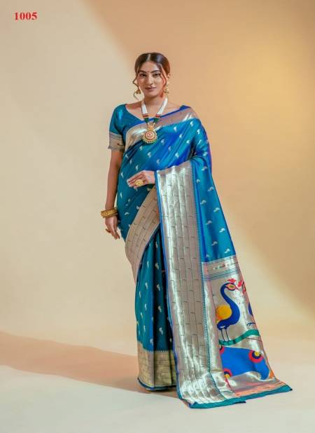 Blue Colour Pavitra Paithani Vol 2 By Rajpath Silk Saree Catalog 1005