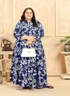 Blue Colour Plus Size Vol 2 By Moksh Premium Rayon Long Kurti With Pocket Catalog 8628