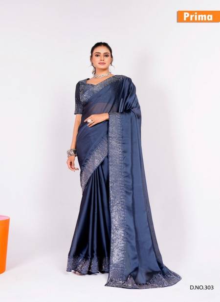 Blue Colour Prima 301 To 305 Black Rangoli Party Wear Saree Wholesale Clothing Suppliers In India 303