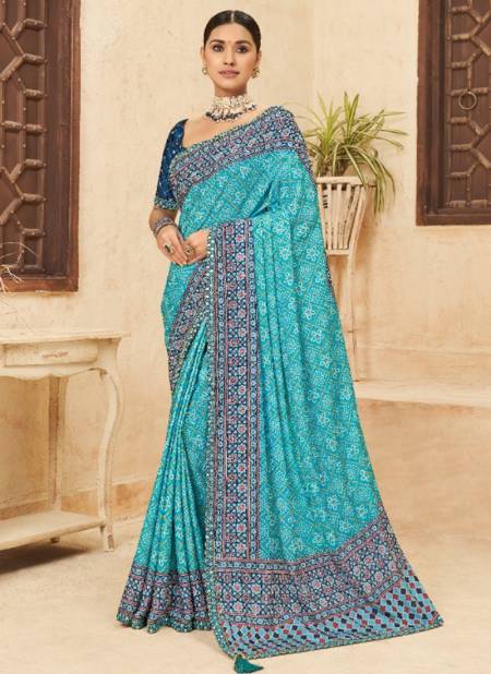 Blue Colour Punam Exclusive Wear Wholesale Printed Saree Catalog 201