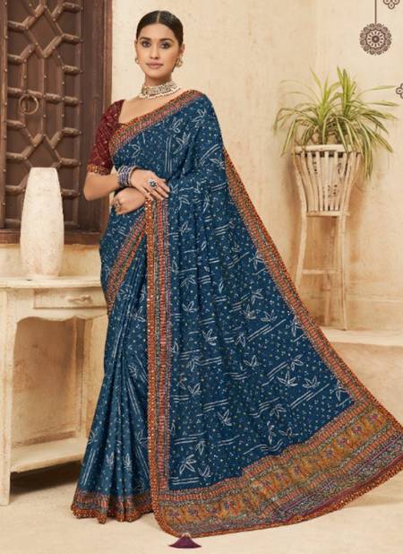 Blue Colour Punam Exclusive Wear Wholesale Printed Saree Catalog 207