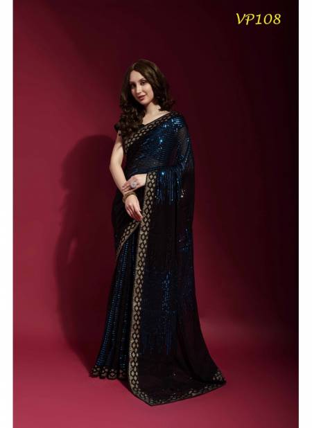 Blue Colour Pyramid By Fashion Berry Party Wear Saree Catalog 108