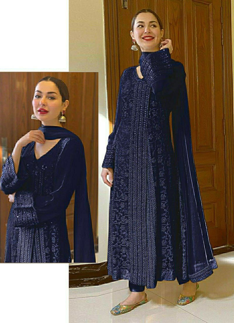 Blue Colour R 346 Designer Wholesale Anarkali Salwar Suit Catalog R 346 Blue