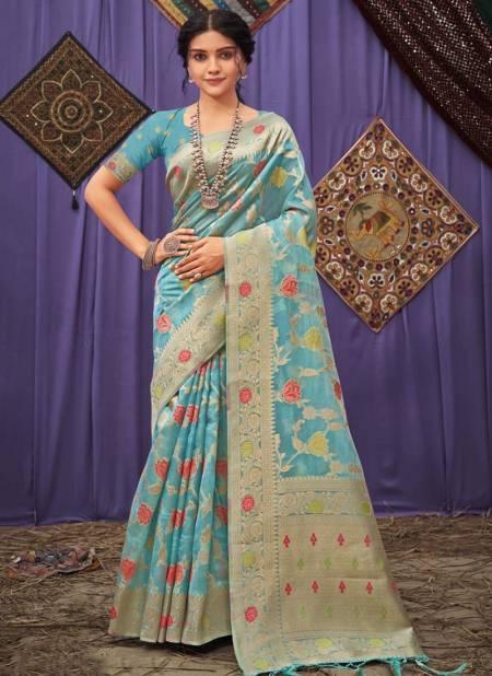 Blue Colour Raag Sutra Wholesale Designer Ethnic Wear Printed Saree Catalog 3392