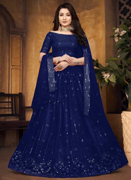 Blue Colour Raazi Mirror Magic Rama Designer Wholesale Party Wear Lehenga Choli Catalog 11018 K