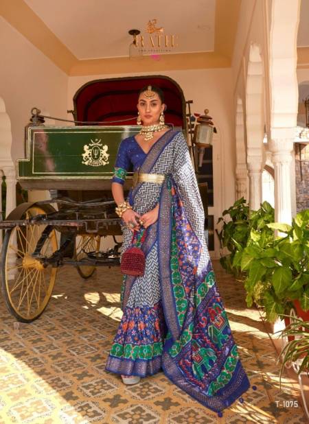 Blue Colour Rani Sahiba By Rath Patola Silk Designer Saree Catalog 1075