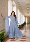Blue Colour Ruhani By Sabah Faux Georgette Designer Salwar Kameez Catalog 1020 F