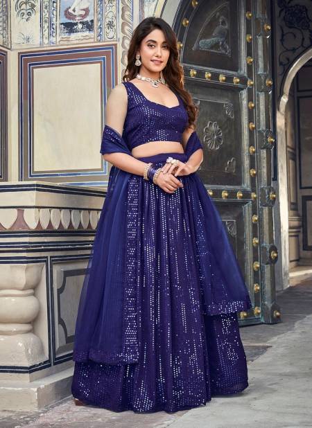 Blue Colour SS 163 Designer Wedding Wear Georgette Lehenga Choli Suppliers In India GS3182