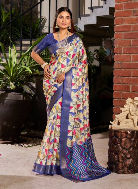 Blue Colour SS 176 Women Geometric Printed Saree Wholesale In Delhi DS-121