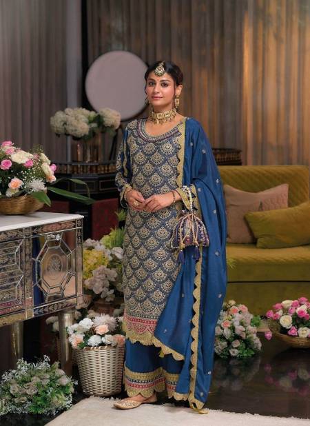 Blue Colour Saira By Eba Chinon Embroidery Salwar Kameez Suppliers In India 1696