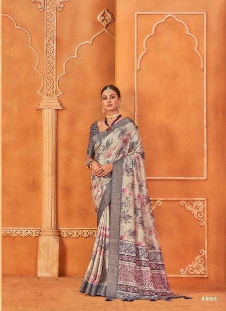 Blue Colour Sakhi By Pankh Silk Printed Designer Saree Catalog 8006