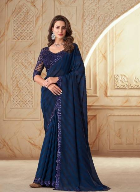 Blue Colour Salsa Style 2nd Edition By TFH Party Wear Sarees Catalog 7509