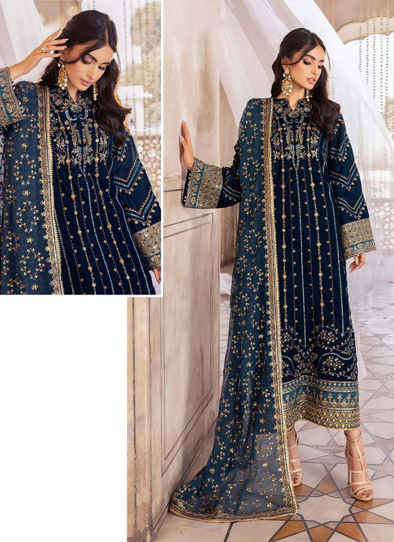 Blue Colour Samaira Vol 3 Ethnic Wear Wholesale Pakistani Salawar Suits 4015