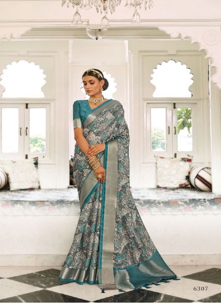 Blue Colour Sampada By Pankh Printed Saree Catalog 6307 Catalog