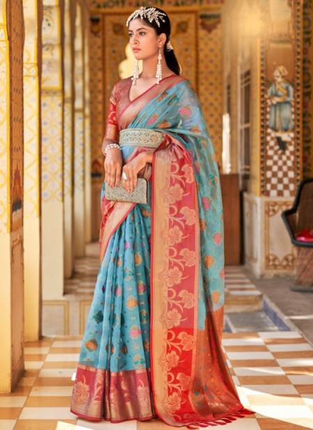 Blue Colour Sanskriti The Fabrica Wedding Wear Wholesale Printed Sarees Catalog 12007