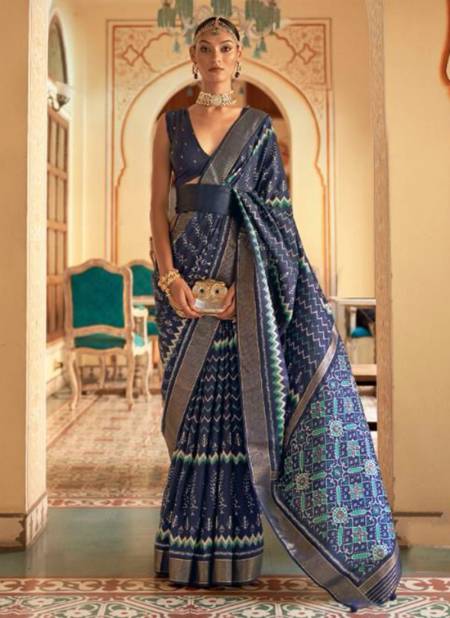 Blue Colour Saptapadi Ethnic Wear Smooth Patola Wholesale Saree Collection R 526 C