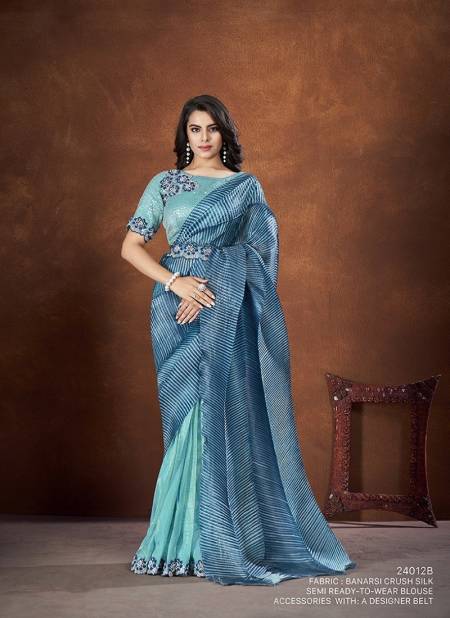 Blue Colour Shah Saki 24000 Mahotsav New Designer Wear Saree Suppliers in India 24012B