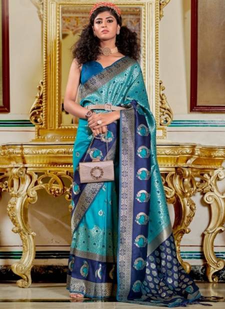 Blue Colour Shamiyana The Fabrica Exclusive Wear Wholesale Banarasi Silk Sarees Catalog 7002