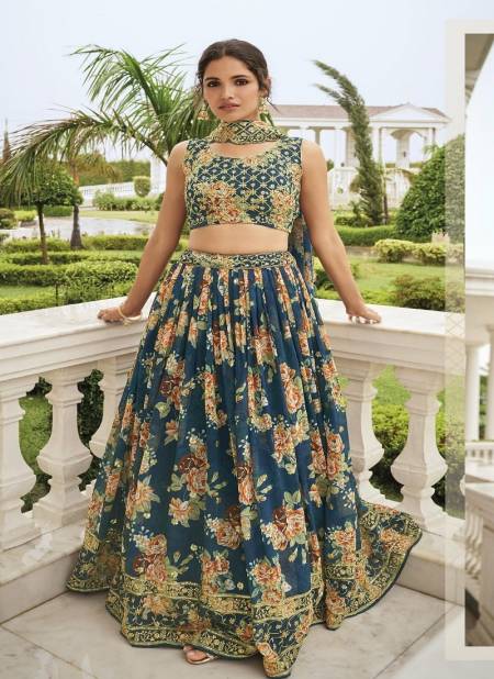 Blue Colour Shiyahi By Shreemati 137 To 140 Series Party Wear Lehenga Choli Suppliers in India 138