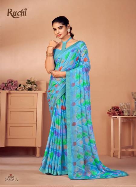 Blue Colour Simaya 20th Edition By Ruchi Chiffon Saree Catalog 26706 A