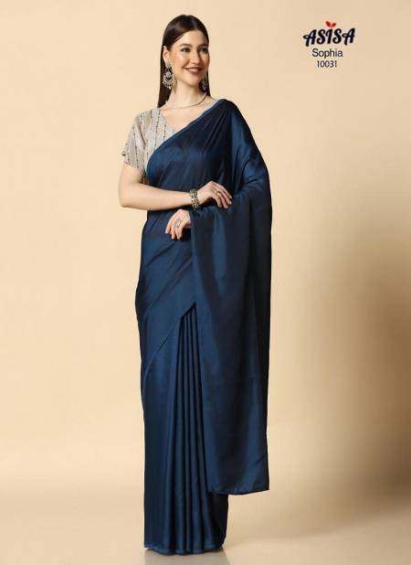 Blue Colour Sophia By Asisa Beautiful Burfi Silk Saree Catalog 10031