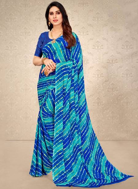 Blue Colour Star Chiffon Wholesale Printed Daily Wear Saree Catalog 15808 F