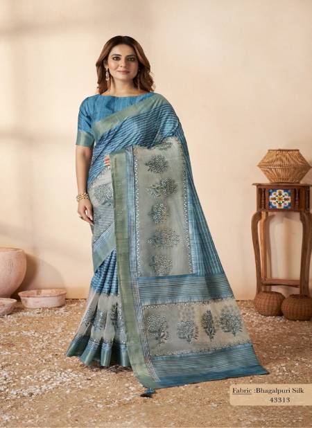 Blue Colour Swasti By Mahotsav Gajji Bhagalpuri Silk Designer Saree Catalog 43313