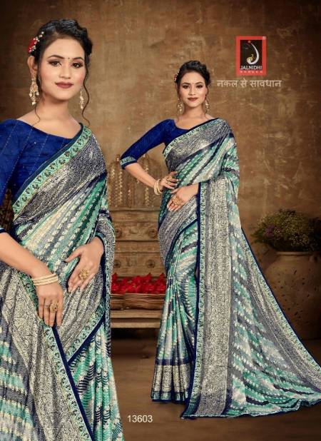 Blue Colour Vamika By Jalnidhi Designer Saree Catalog 13603