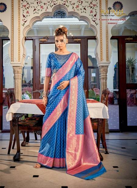 Blue Colour Varsha Silk By Rajpath Wedding Wear Sarees Suppliers In India 106004