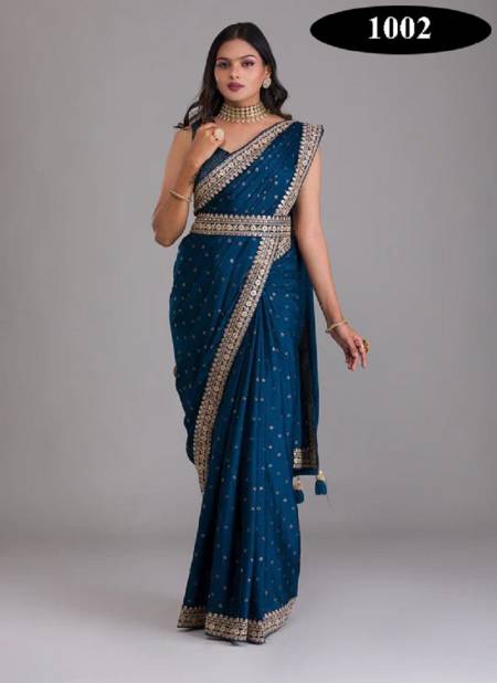 Blue Colour Vinayak Vol 1 By Fashion Lab Silk Saree Catalog 1002