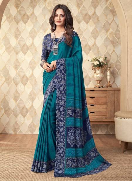 Blue Colour Vivanta Silk 20th Edition By Ruchi Printed Saree Catalog 23103 D