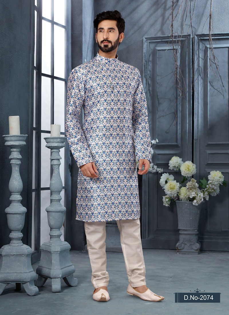 Blue Colour Vol 10 Wedding Wear Mens Kurta Pajama Orders In India 2074