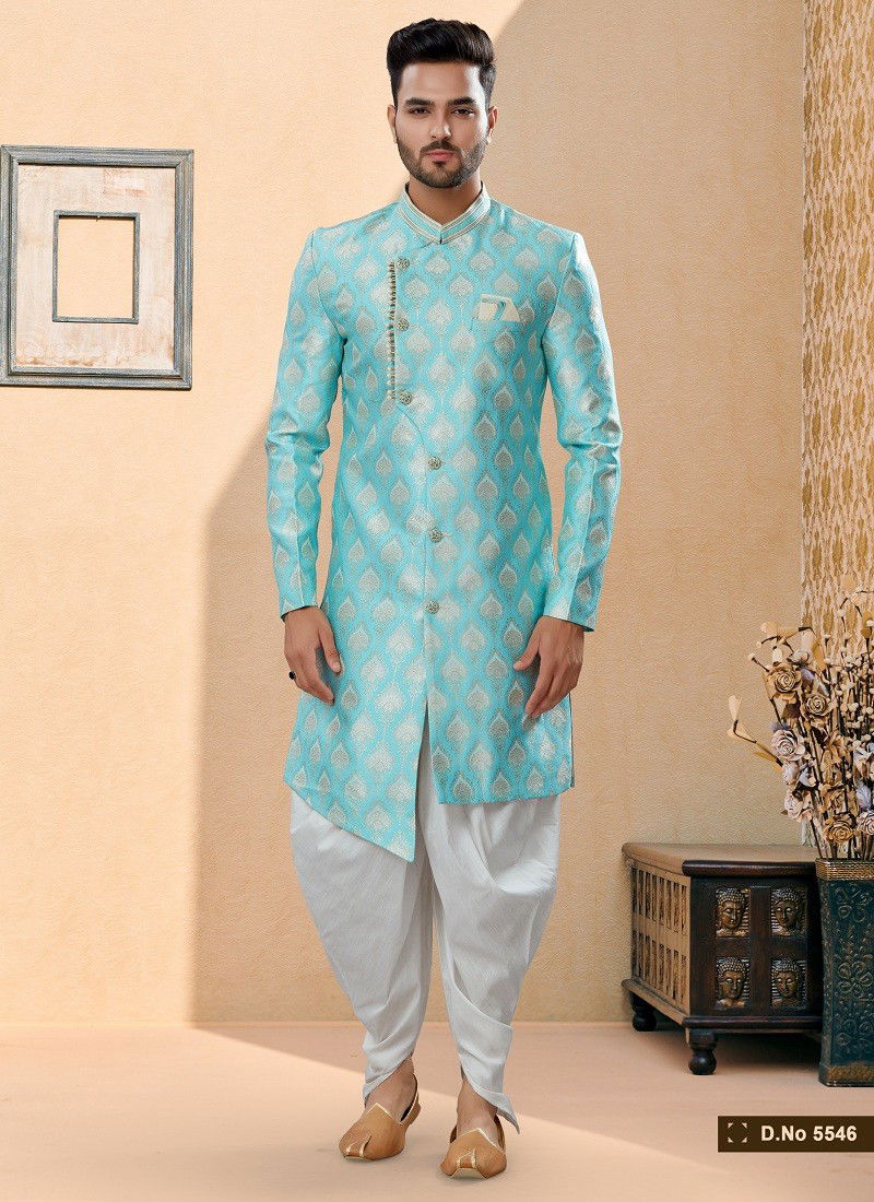 Blue Colour Vol 14 Wedding Wear Mens Dhoti Sherwani Orders In India 5546