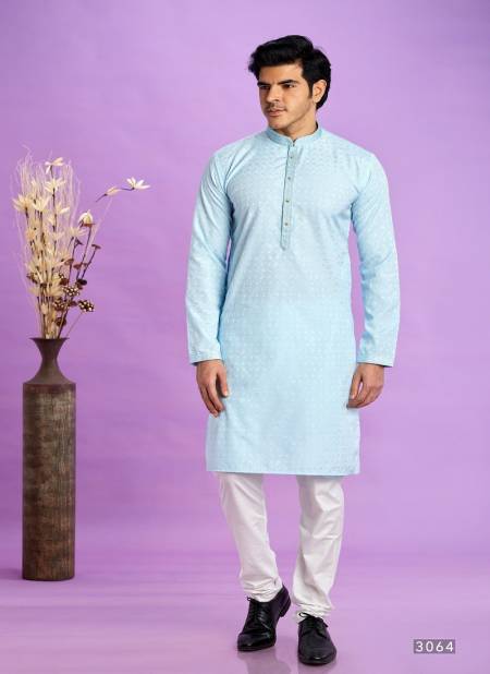 Blue Colour Wedding Mens Wear Pintux Stright Kurta Pajama Wholesale Clothing Suppliers In India 3064