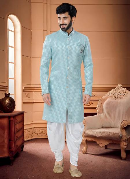 Blue Colour Wedding Wear Wholesale Indo Western Catalog 1643