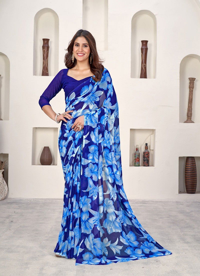 Blue Colour Zeeya Radhika Vol 3 By Roopa Weight Less Printed Sarees Wholesale In India 109