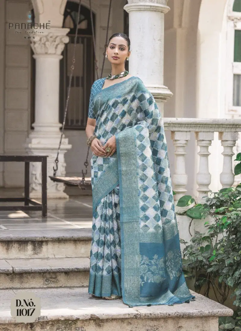 Blue Colour Zenisha By Bhumi Silk Daily Wear Saree Wholesale Shop In Surat 11017