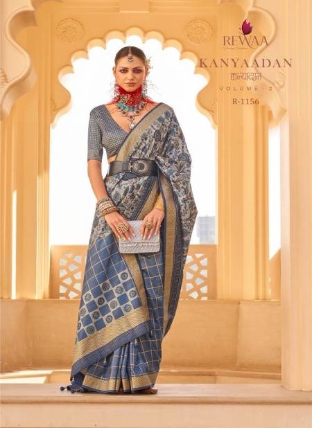 Blue Colour kanyaadan Vol 2 By Rewaa Printed Desginer Sarees Surat Wholesale Market R-1156