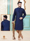 Blue Dupion Silk Readymade Mens Kurta Payjama 1840