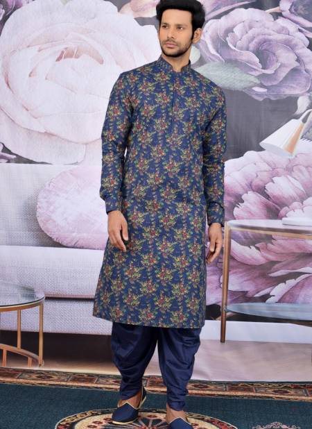 Blue Fancy Cotton Party Wear Designer Plain Kurta With Dhoti 166831