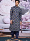 Blue Fancy Cotton Party Wear Designer Plain Kurta With Dhoti 166831