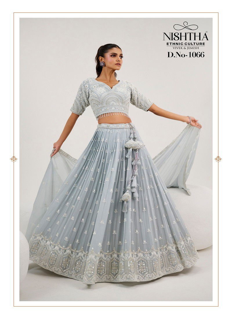 Blue Grey Colour Nishtha Bridal Vol 2 By Nishtha Designer Lehenga Choli Wholesale Online 1066