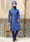 Blue Jacquard Kurta Pajama 12852