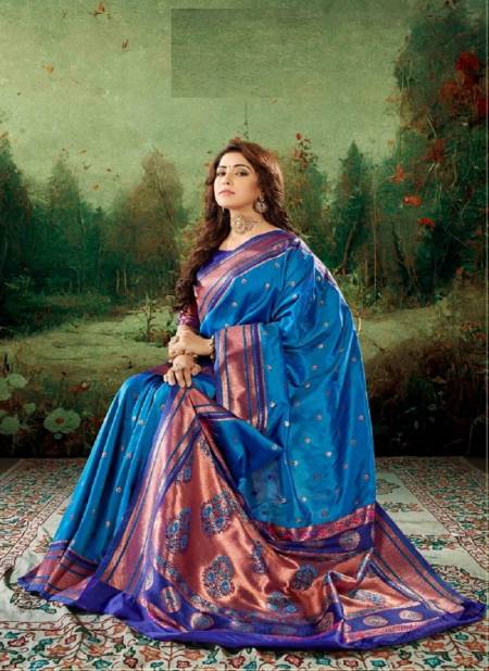 Blue Kiya Paithani Silk By Rajpath Silk Saree Catalog 97002
