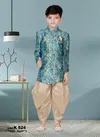 Blue Mix Colour Kids Party Wear Kurta Pajama Catalog K 524