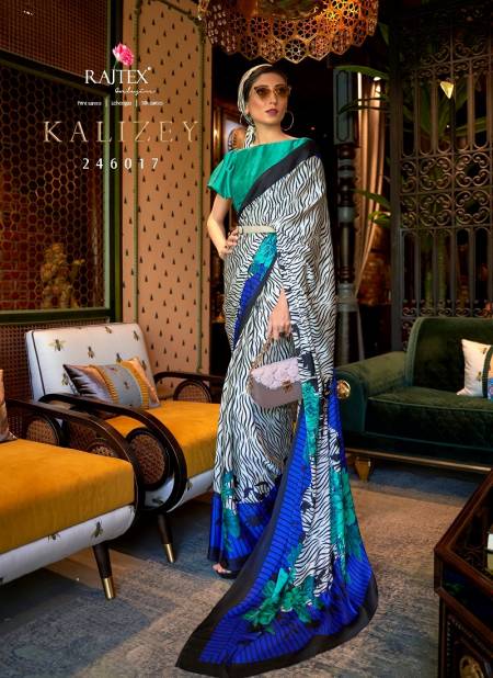 Blue Multi Colour Kalizey By Rajtex Printed Japan Crepe Saree Suppliers In India 246017