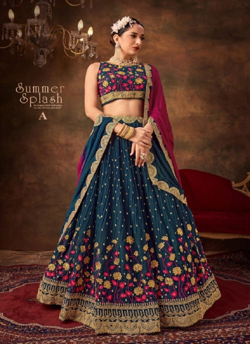 Blue Multi Colour Queen Vol 1 By Anantesh Party Wear Designer Bulk Lehenga Choli Orders In India 8001