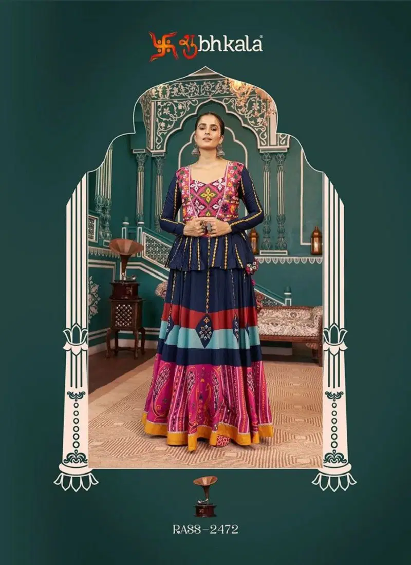 Blue Multi Colour Raas Vol 18 By Shubhkala Navratri Lehenga Choli With Jacket Surat Wholesale Market 2472